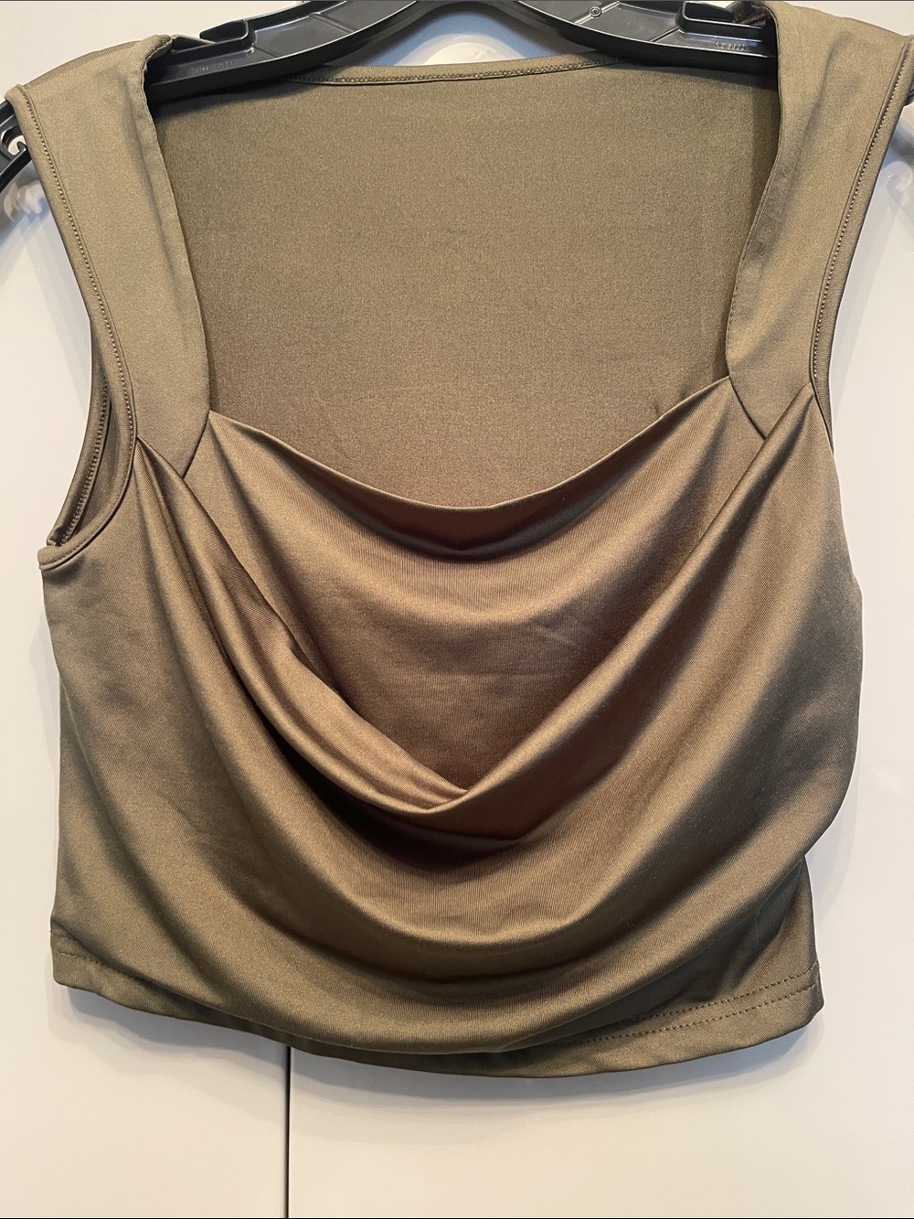 SHEIN Olive Draped Cowl Crop Tank